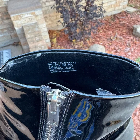 Calvin Klein Shiny Black Ankle Booties - Picture 4 of 8